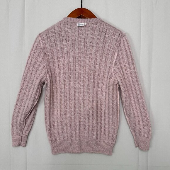 Vintage 80s Damas Creazioni Lilac Beaded Cable Knit Cardigan Sweater Medium - Picture 11 of 12